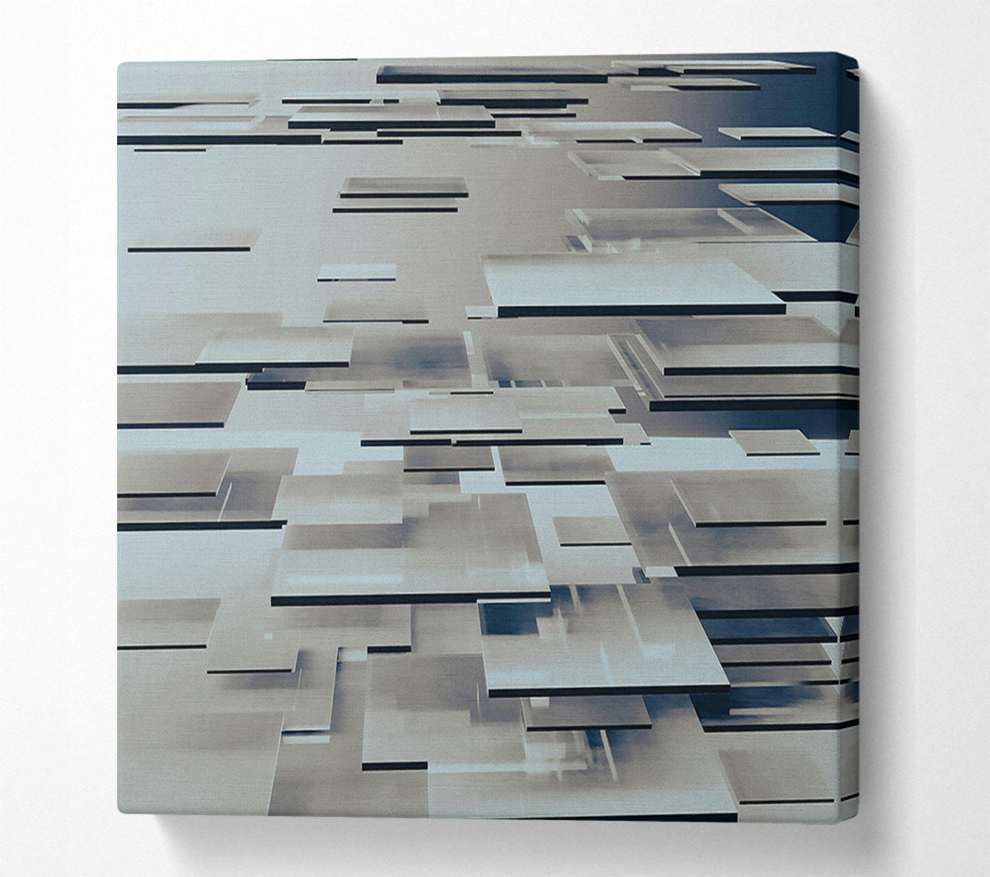  A Canvas Print of Blue Geometric Layers Canvas Wall Art