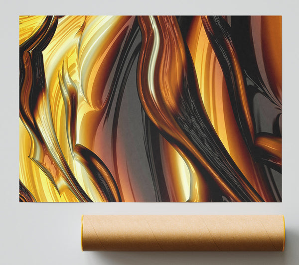 Amber Liquid Flow Giclee Print