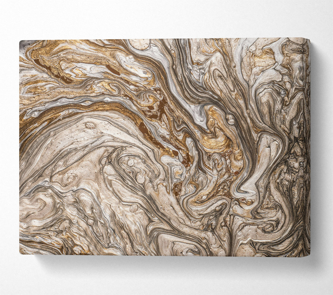  A Canvas Print of Golden Swirling Abstract Canvas Wall Art