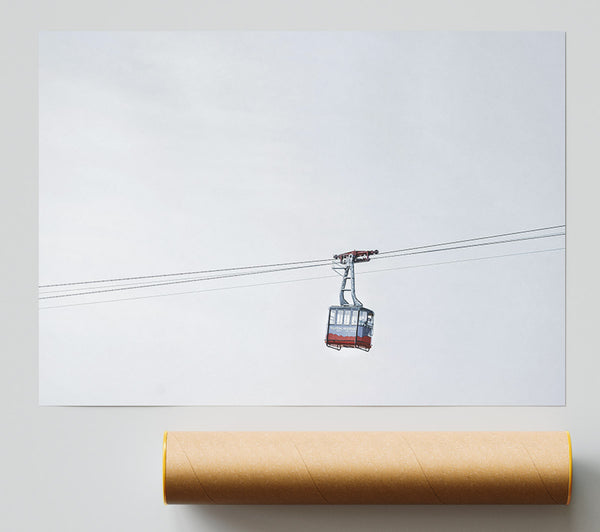 Red Cable Car Ride Poster