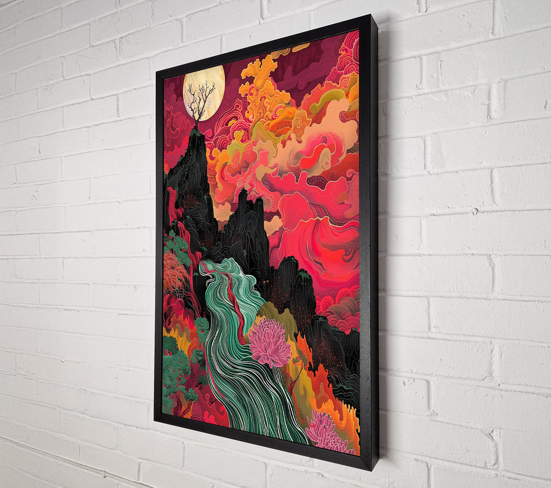  A Canvas Print of Crimson Mountain Stream Canvas Wall Art