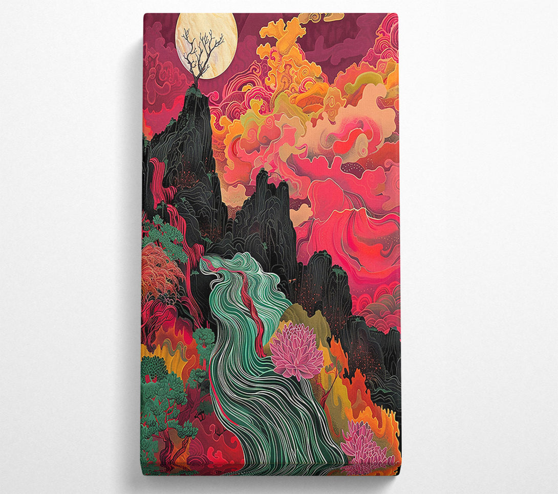  A Canvas Print of Crimson Mountain Stream Canvas Wall Art