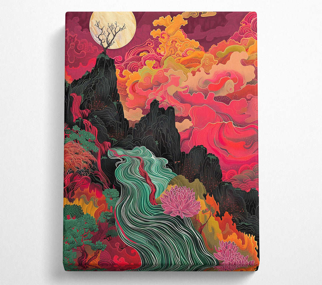  A Canvas Print of Crimson Mountain Stream Canvas Wall Art
