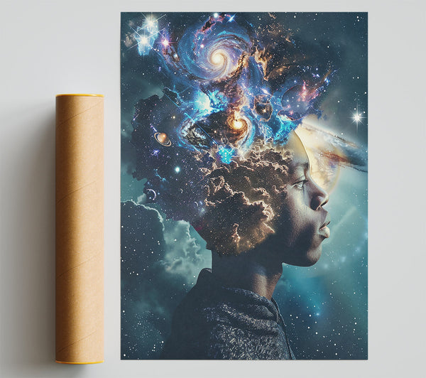 Blue Cosmic Thoughts Giclee Print
