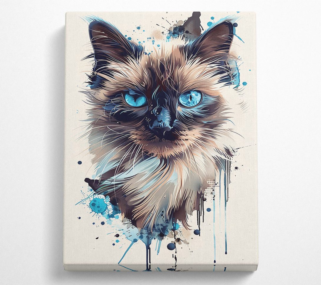  A Canvas Print of Azure Feline Gaze Canvas Art