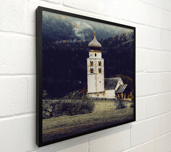 White Church In Foggy Hills