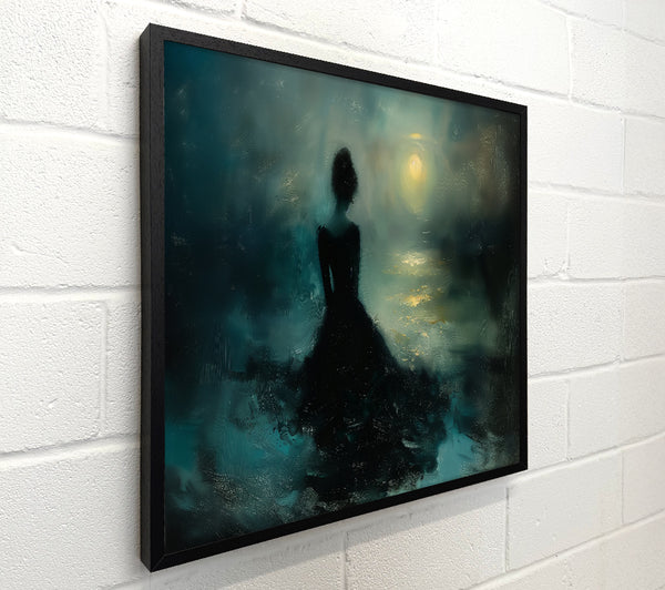 Teal Moonlight Silhouette