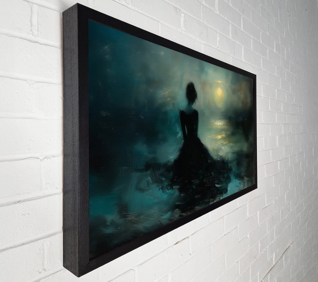  A Canvas Print of Teal Moonlight Silhouette Canvas Art