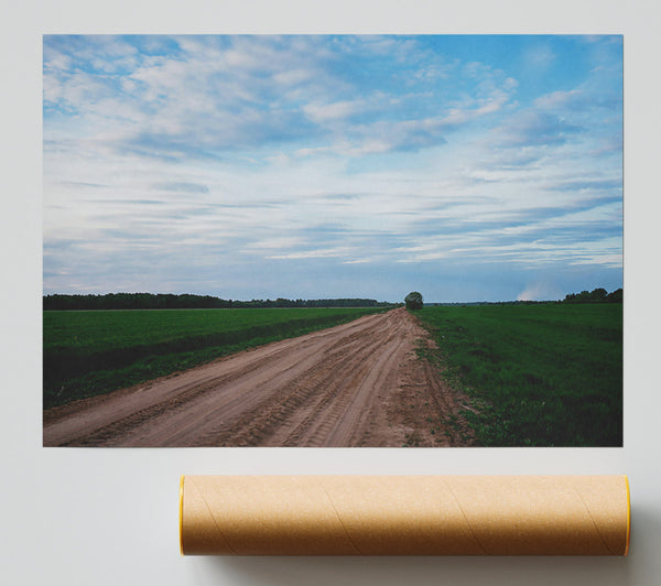 Blue Sky Country Road Poster