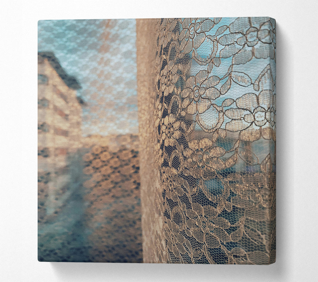  A Canvas Print of Golden Lace Curtain Canvas Print