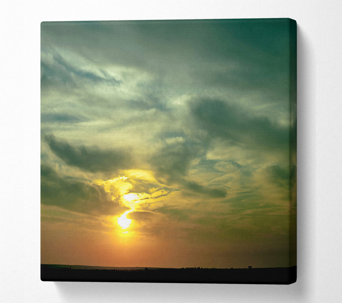  A Canvas Print of Golden Sunset Clouds Canvas Wall Art