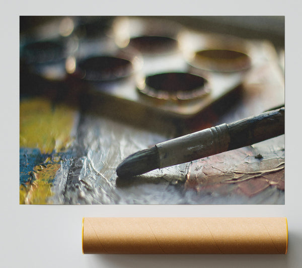 Grey Brush Strokes Print