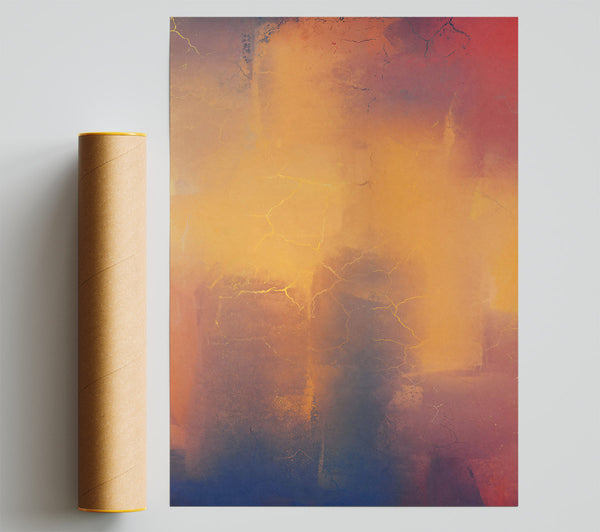 Golden Crackled Sunset Print