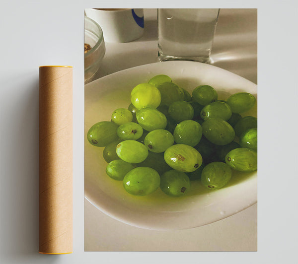 Green Grapes Bowl Poster