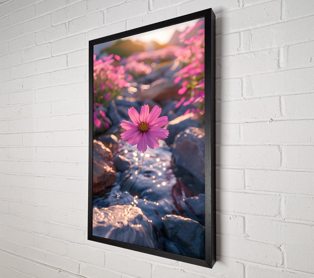  A Canvas Print of Pink Bloom Over Stream Canvas Art