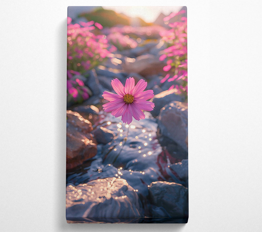  A Canvas Print of Pink Bloom Over Stream Canvas Art