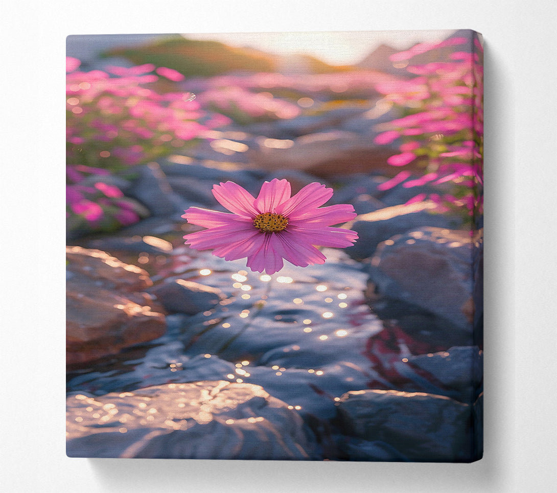  A Canvas Print of Pink Bloom Over Stream Canvas Art
