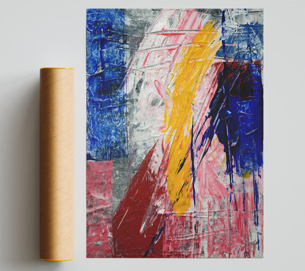 Crimson Yellow Abstract Poster