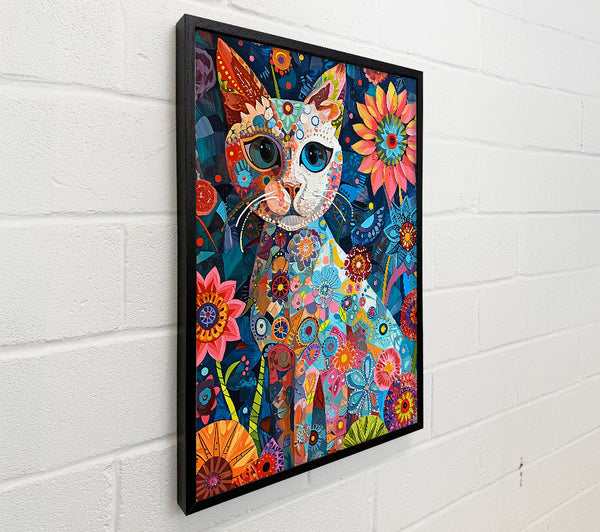 Blue Floral Feline