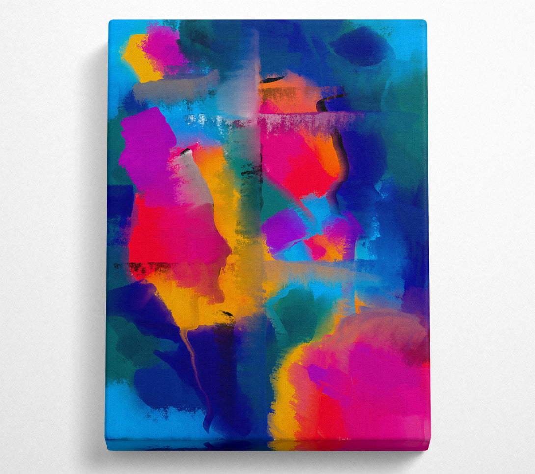  A Canvas Print of Golden Blue Abstract Canvas Print