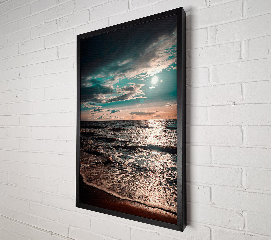  A Canvas Print of Teal Sunset Sea Canvas Art