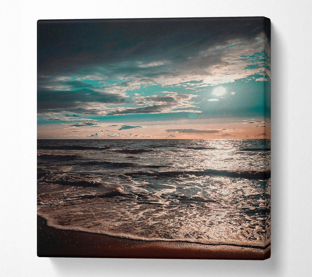 A Canvas Print of Teal Sunset Sea Canvas Art