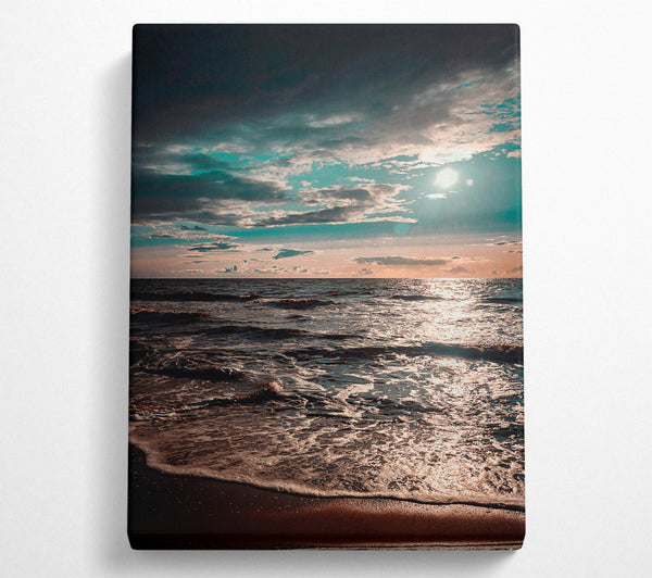  A Canvas Print of Teal Sunset Sea Canvas Art