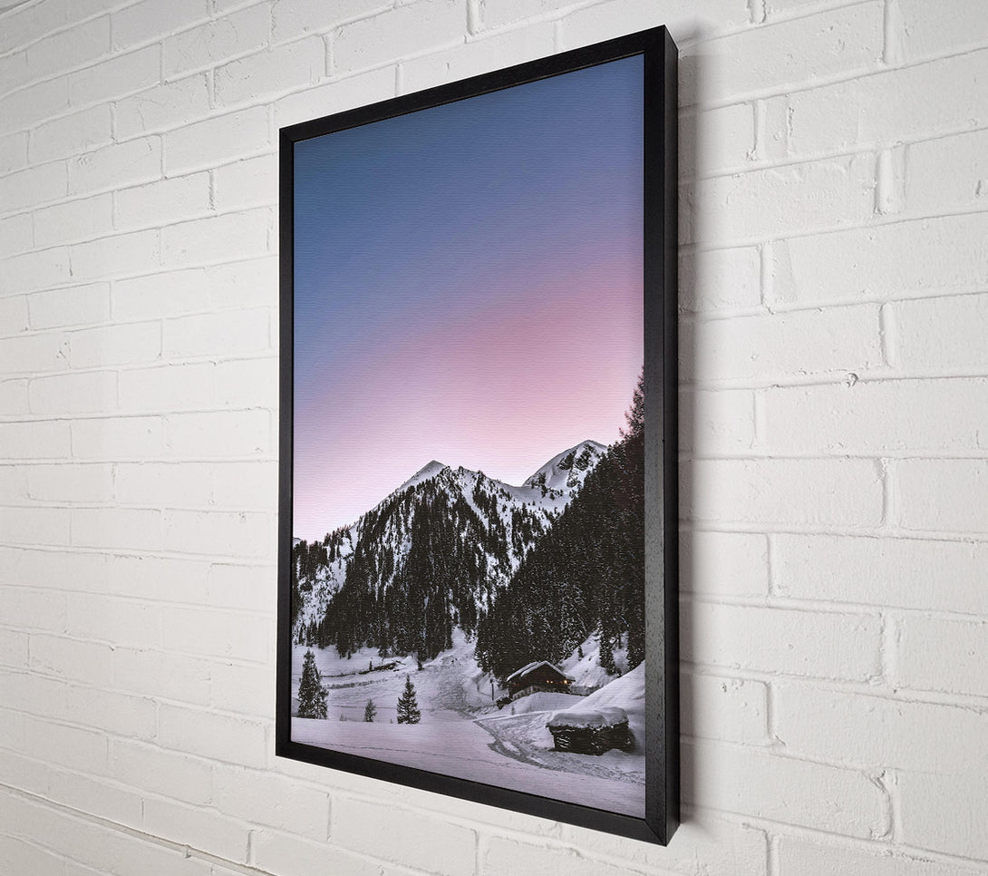  A Canvas Print of Pink Sky Mountain Cabin Canvas Print