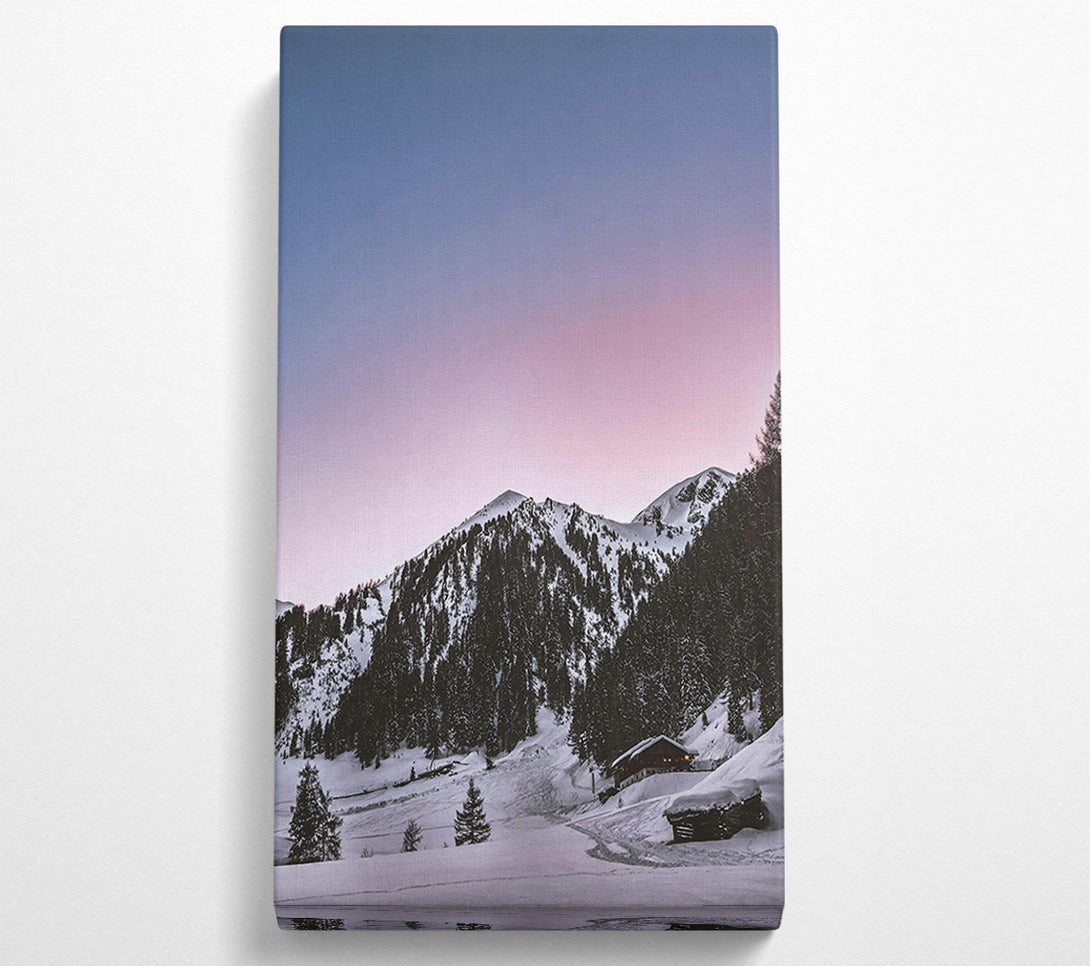  A Canvas Print of Pink Sky Mountain Cabin Canvas Print