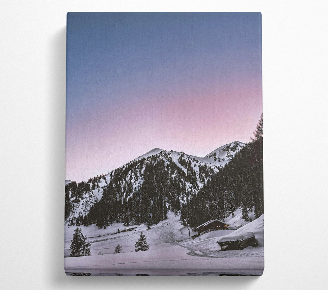  A Canvas Print of Pink Sky Mountain Cabin Canvas Print