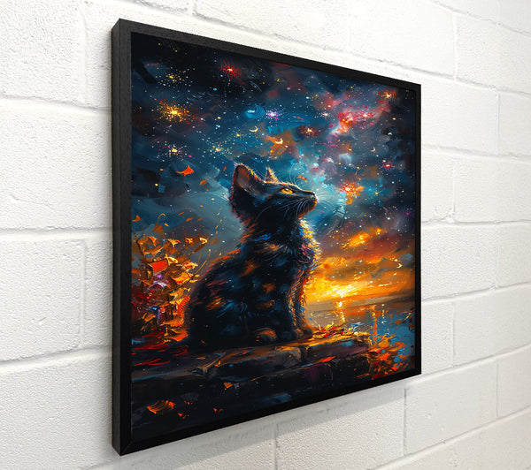 Blue Night Cat Dreams