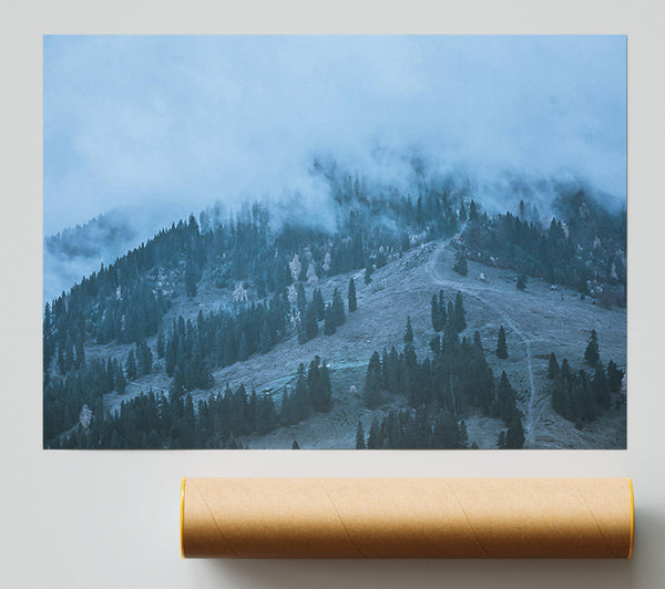 Blue Mist Mountainside Giclee Print