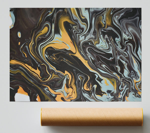 Black And Yellow Swirls Giclee Print