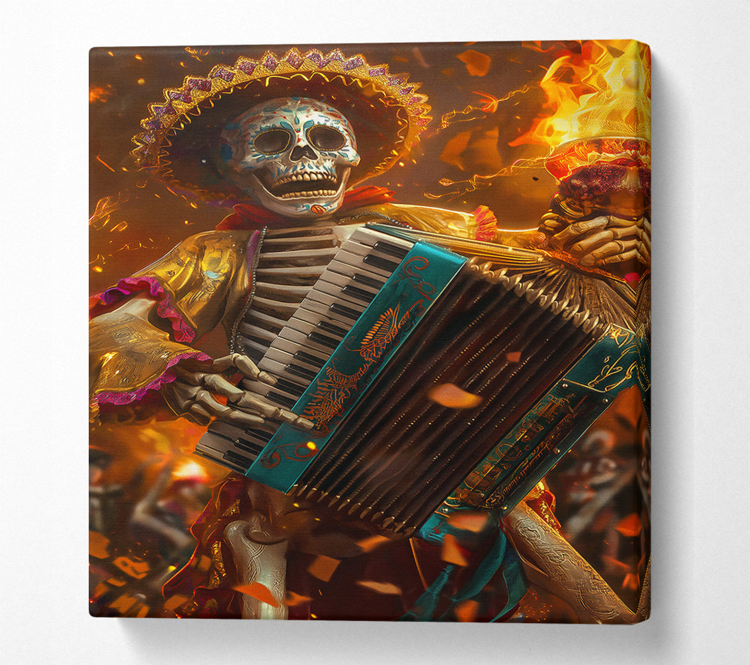  A Canvas Print of Teal Accordion Skeleton Canvas Print