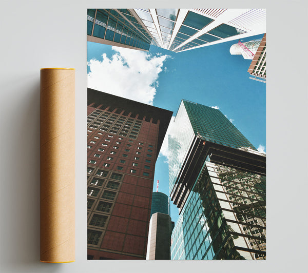 Glass And Red Skyline Poster