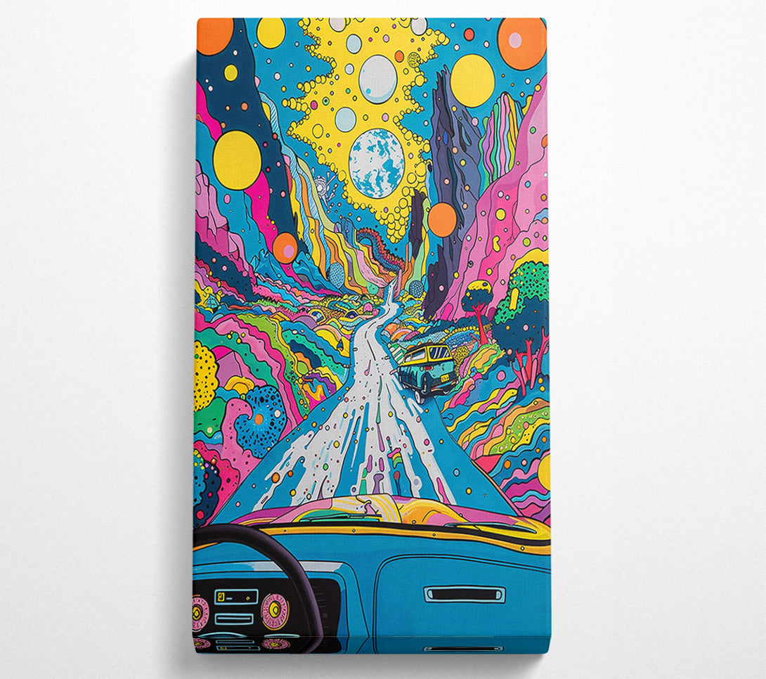 A Canvas Print of Blue Road Through Cosmos Canvas Wall Art