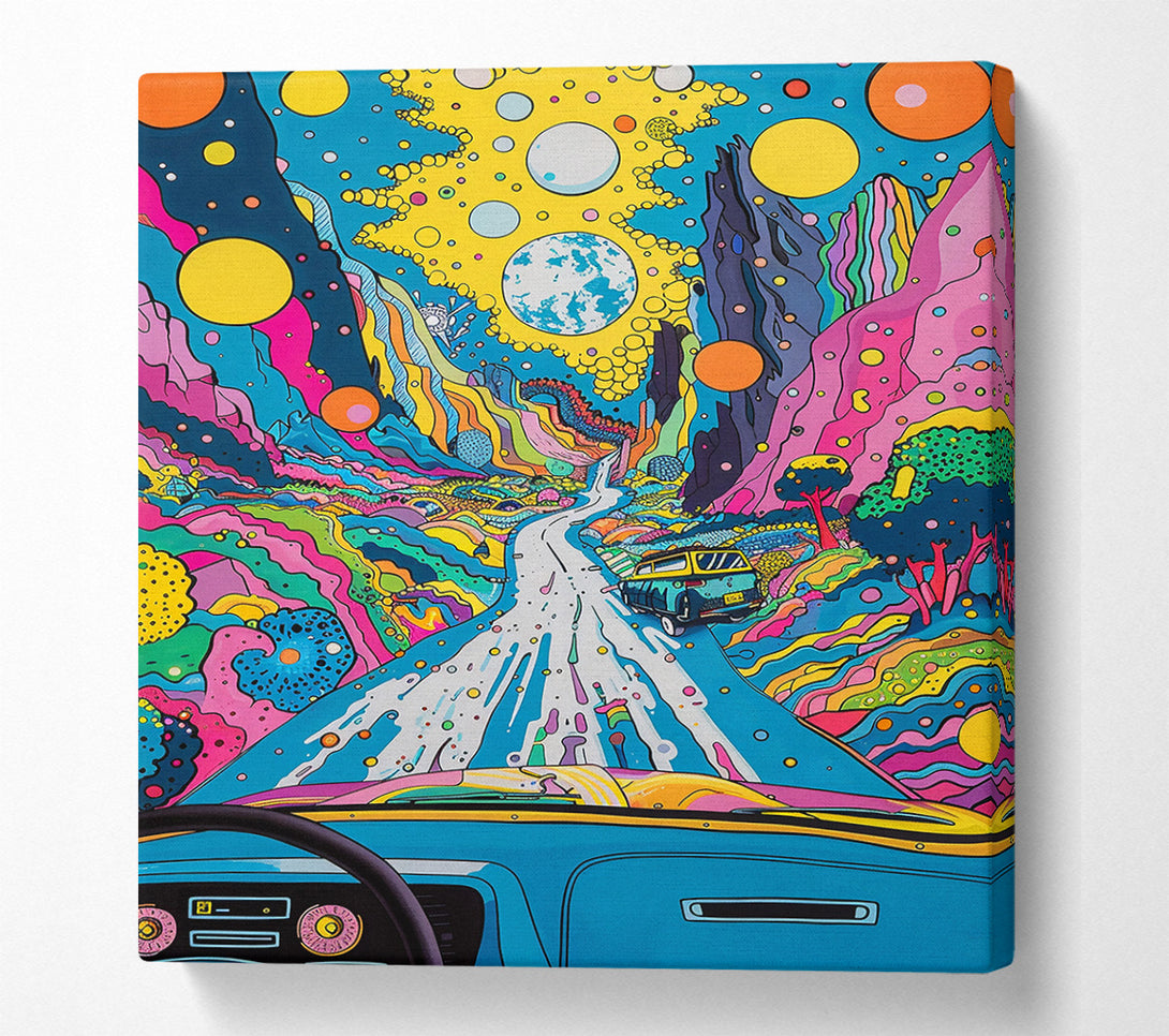  A Canvas Print of Blue Road Through Cosmos Canvas Wall Art