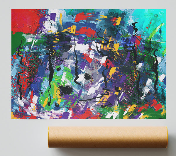 Blue And Black Burst Print