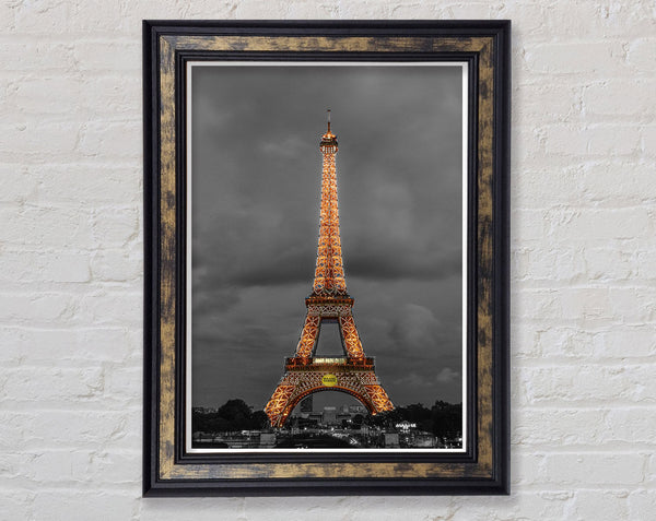 Eiffel Tower In Lights Framed Print