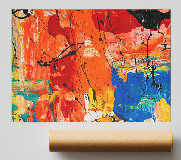 Orange Abstract Drips Print