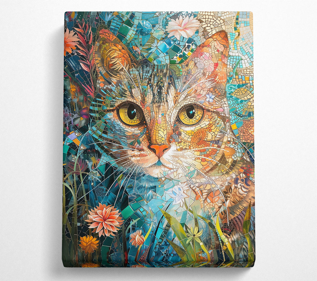  A Canvas Print of Azure Feline Gaze Canvas Art