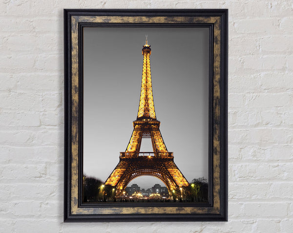 Eiffel Tower Paris At Night Framed Print