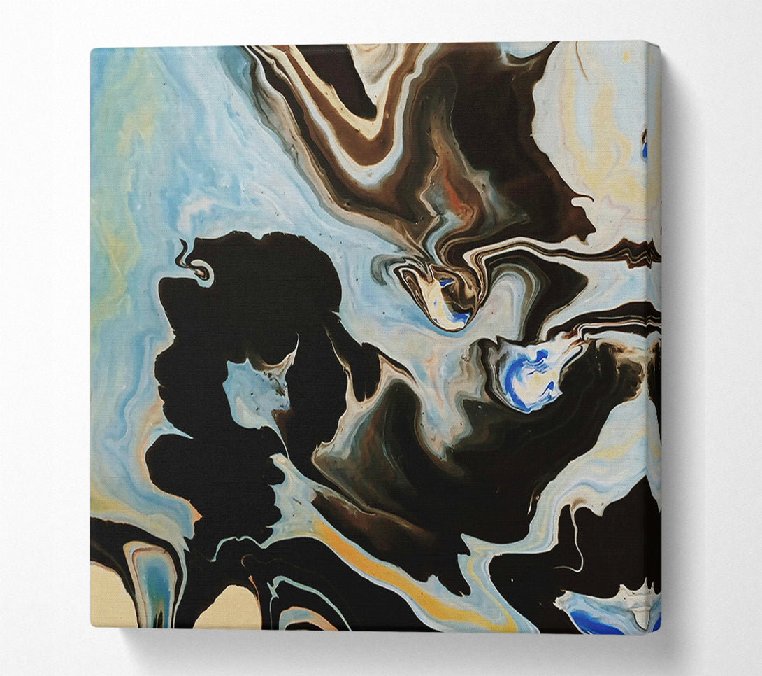  A Canvas Print of Black And Azure Swirls Canvas Wall Art