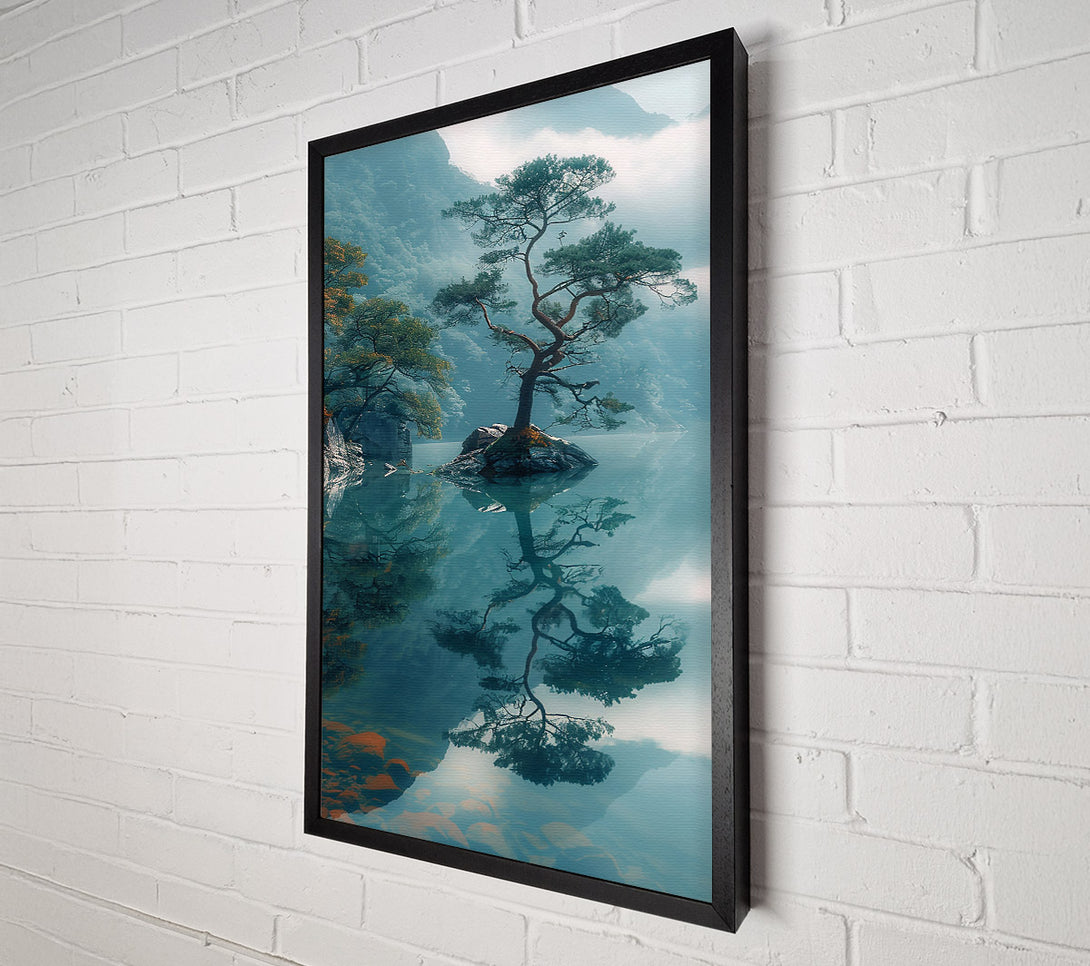  A Canvas Print of Teal Reflection In Mist Canvas Print
