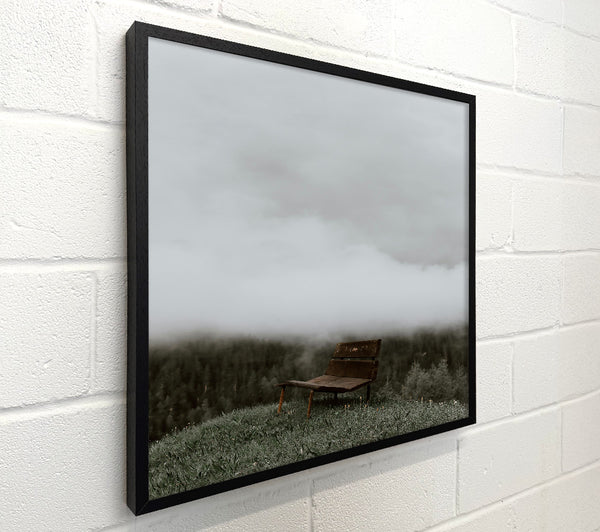 Brown Bench In The Mist.