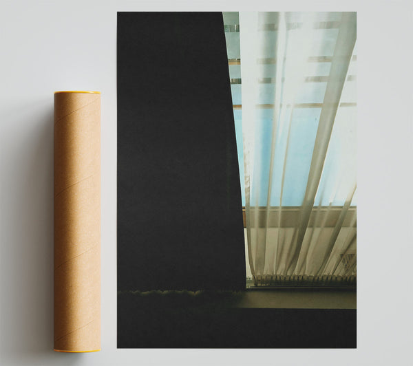 Pale Blue Curtains Print