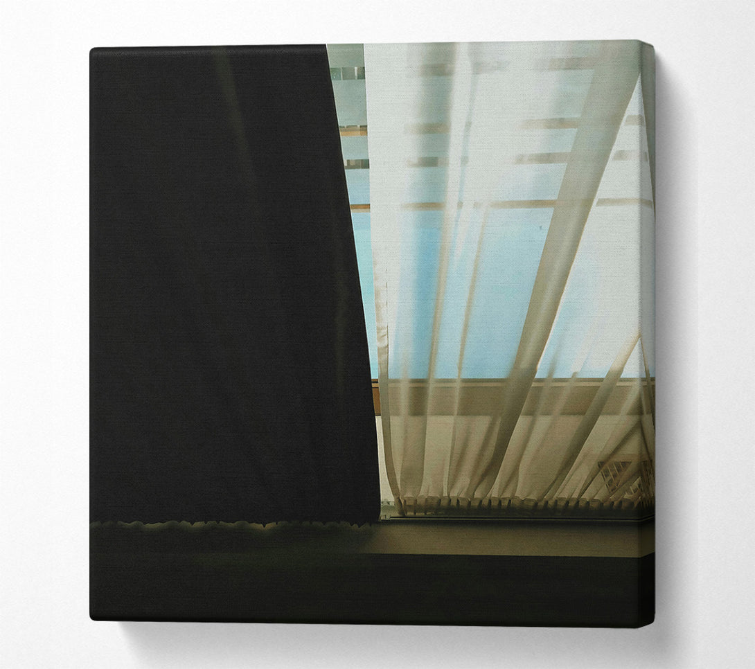  A Canvas Print of Pale Blue Curtains Canvas Wall Art