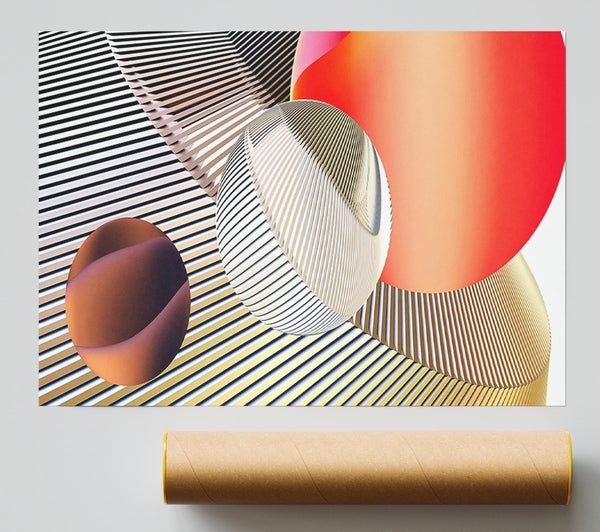 Golden Orange Geometry Giclee Print