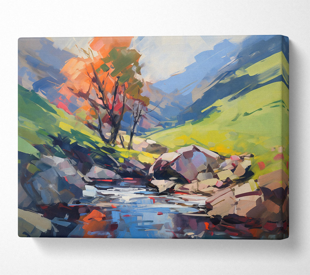  A Canvas Print of Orange Stream Valley Canvas Wall Art