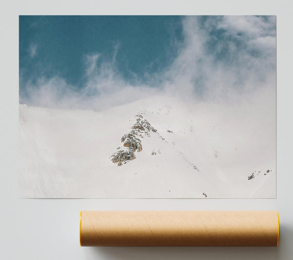 Azure Peak In Mist Poster